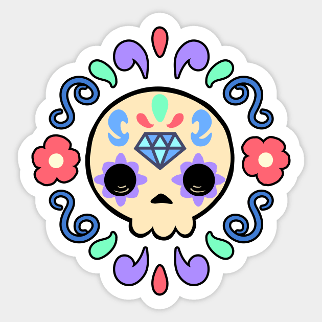 Cute mexican skull. Dia de los muertos Sticker by walterorlandi